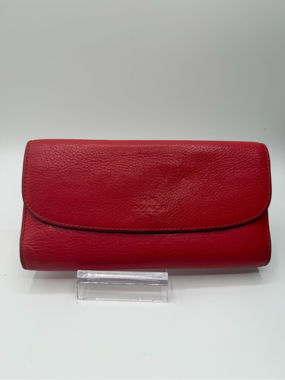 Coach Red Pebbled Leather Flap Wallet